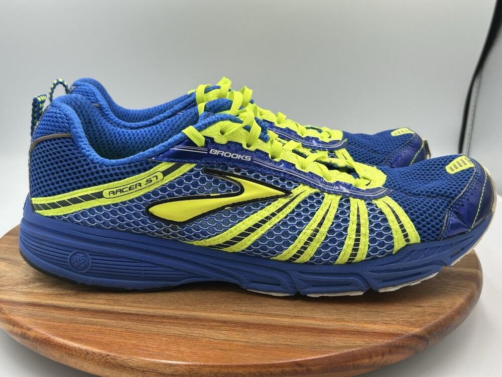 Brooks Racer ST Shoes Mens Size 10.5 Neon Blue Yellow Running Athletic Sneakers